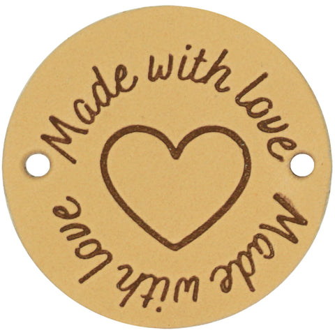 Durable | Leren label rond | 3.5 cm | 2 stuks | Made with love