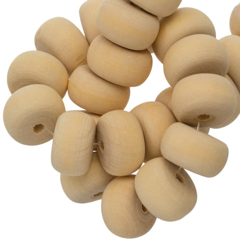 Blanke houten kralen | 5 stuks | 20 x 13 mm