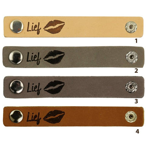Durable | Leren label met drukknoop | 10 x 1.5 cm | 2 stuks | Lief