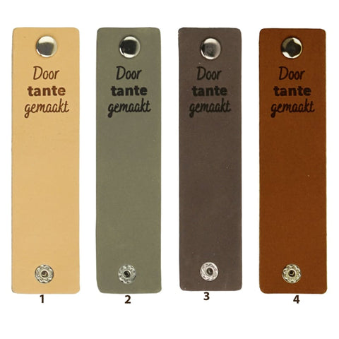 Durable | Leren label met drukknoop | 12 x 3 cm | 2 stuks | Door tante gemaakt