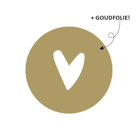 Stickers | Hartje | Blauw met gouden hart | 10 stuks