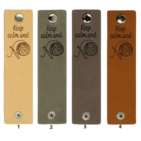 Durable | Leren label met drukknoop | 12 x 3 cm | 2 stuks | Keep calm and crochet