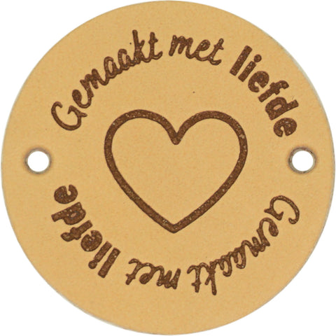 Durable | Leren label rond | 3.5 cm | 2 stuks | Gemaakt met liefde