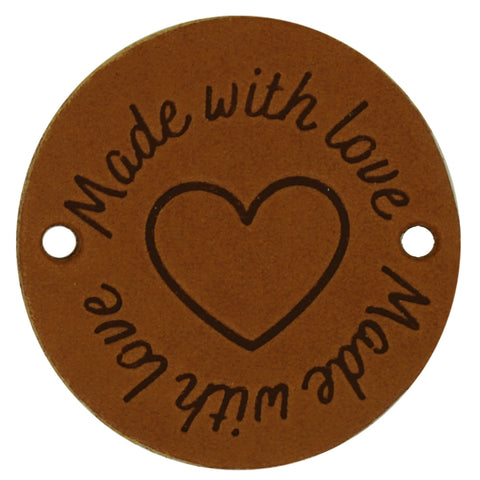 Durable | Leren label rond | 3.5 cm | 2 stuks | Made with love