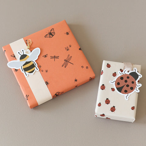 Cadeaulabels | 10 stuks | Bijtje en lieveheersbeestje