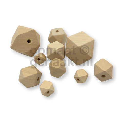 Blanke houten kralen | Hexagon | 5 stuks | 30 mm