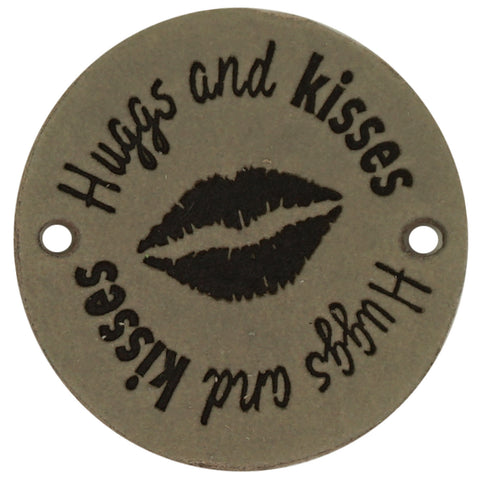 Durable | Leren label rond | 3.5 cm | 2 stuks | Hugs and Kisses