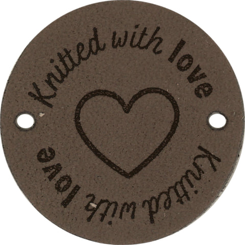 Durable | Leren label rond | 3.5 cm | 2 stuks | Knitted with love