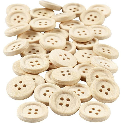 Houten knopen | 15 mm | 50 stuks