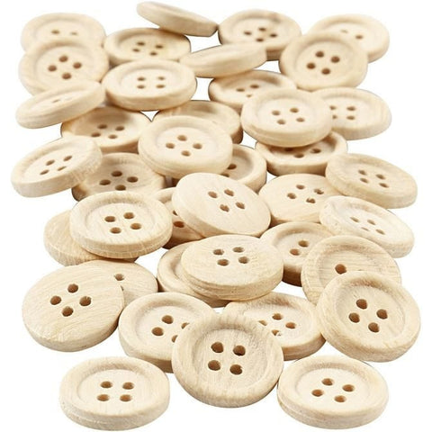 Houten knopen | 15 mm | 50 stuks