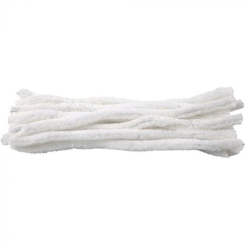 Chenille draad | 30 cm | Wit | 25 stuks | 9mm