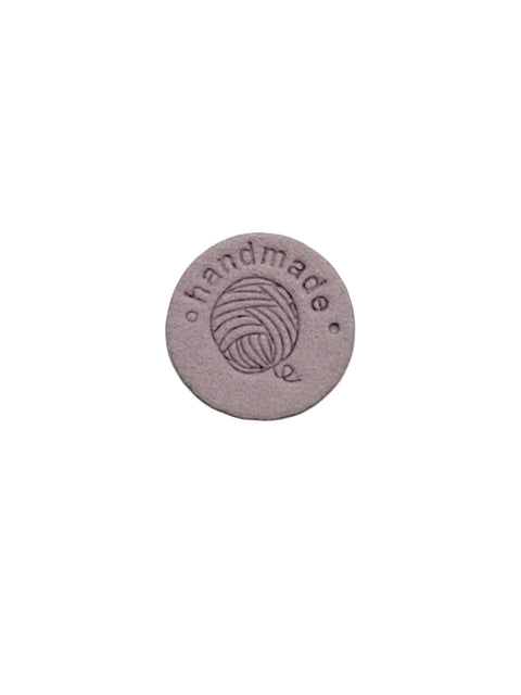 Leren label | rond 2.5 cm | per stuk | Handmade bolletje wol