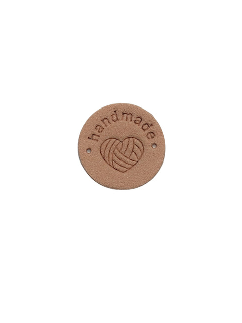 Leren label | rond 2.5 cm | per stuk | Handmade hartje