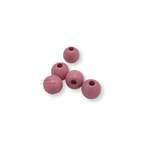 Gekleurde houten kraal | 12 mm | 10 stuks | Babyroze