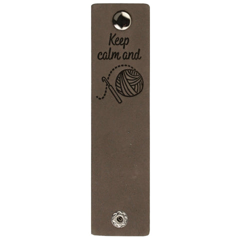 Durable | Leren label met drukknoop | 12 x 3 cm | 2 stuks | Keep calm and crochet