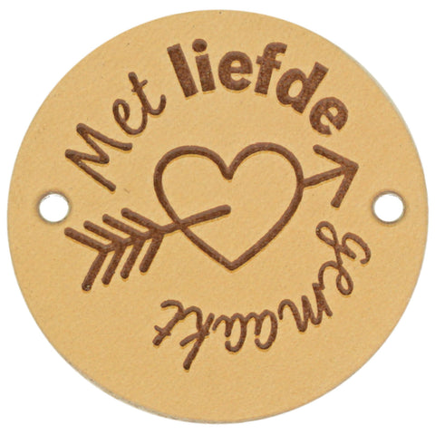 Durable | Leren label rond | 3.5 cm | 2 stuks | Met liefde gemaakt