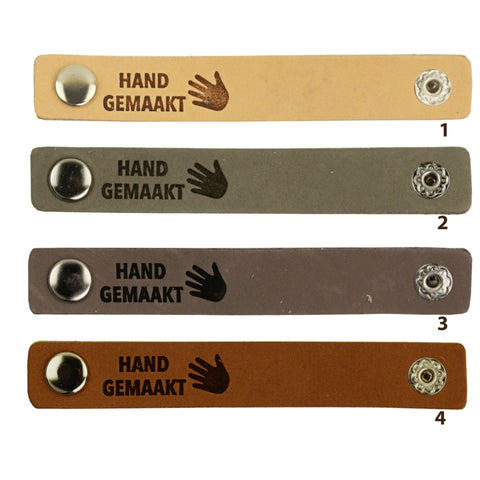 Durable | Leren label met drukknoop | 12 x 3 cm | 2 stuks | Door oma gemaakt