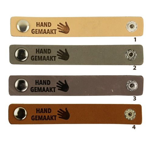 Durable | Leren label met drukknoop | 10 x 1.5 cm | 2 stuks | Handgemaakt