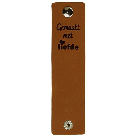 Durable | Leren label met drukknoop | 12 x 3 cm | 2 stuks | Gemaakt met liefde