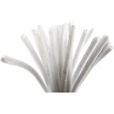 Chenille draad | 30 cm | Wit | 15 stuks | 15mm
