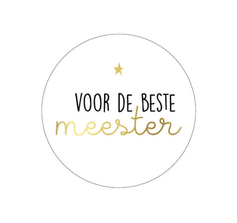Stickers | Voor de beste meester | wit met gouden letters | 10 stuks