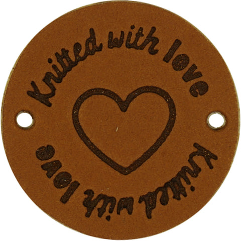 Durable | Leren label rond | 3.5 cm | 2 stuks | Knitted with love