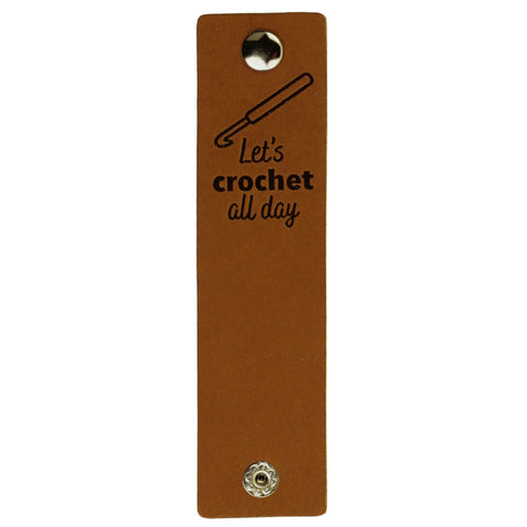 Durable | Leren label met drukknoop | 12 x 3 cm | 2 stuks | Let's crochet all day