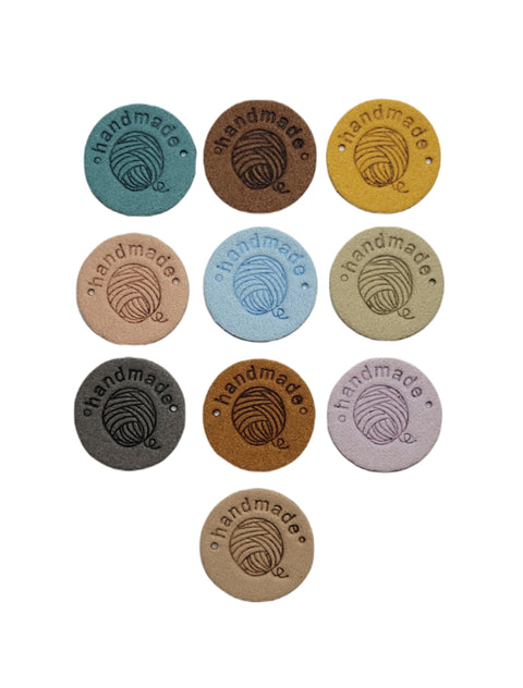 Leren label | rond 2.5 cm | per stuk | Handmade hartje