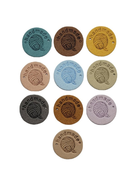 Leren label | rond 2.5 cm | per stuk | Handmade hartje