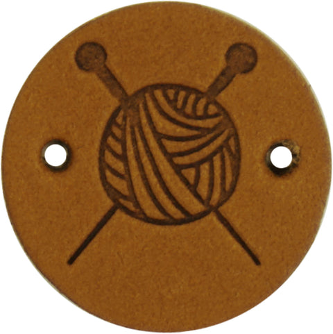Durable | Leren label rond | 2 cm | 2 stuks | Breien