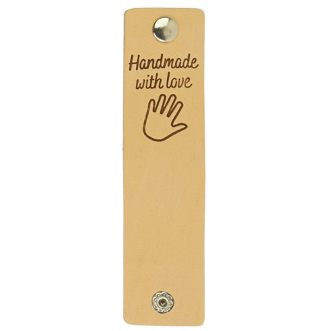 Durable | Leren label met drukknoop | 12 x 3 cm | 2 stuks | Handmade with love