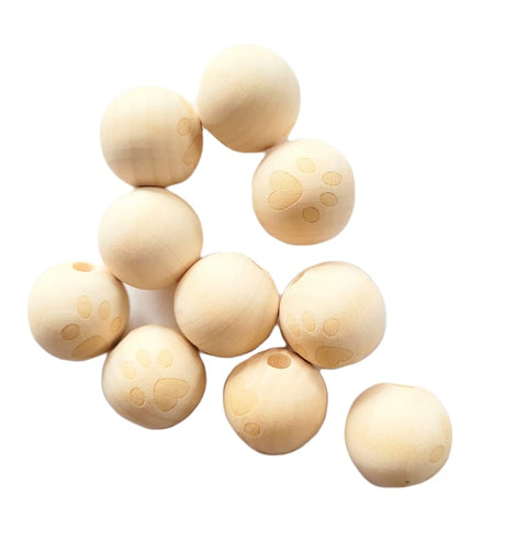 Blanke houten kralen | Rond met pootje | 5 stuks | 20 mm