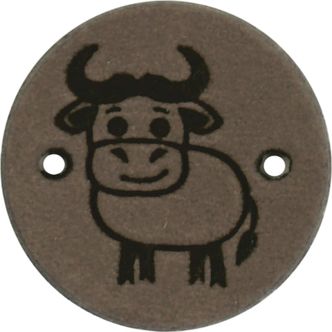 Durable | Leren label rond | 2 cm | 2 stuks | Koetje