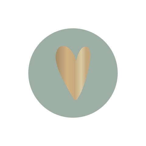 Stickers | Hartje | Goudfolie met wit | 10 stuks