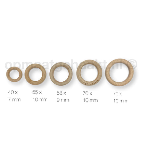 Houten bijtring | Beukenhout onbewerkt | 10 stuks | 34 x 7 mm