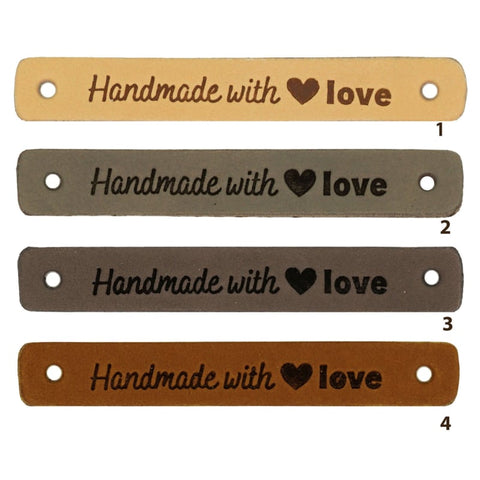 Durable | Leren label met drukknoop | 10 x 1.5 cm | 2 stuks | Hand made