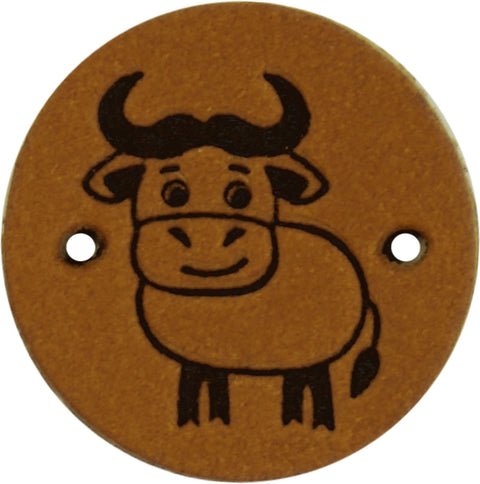 Durable | Leren label rond | 2 cm | 2 stuks | Koetje