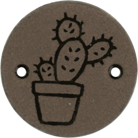 Durable | Leren label rond | 2 cm | 2 stuks | Cactus