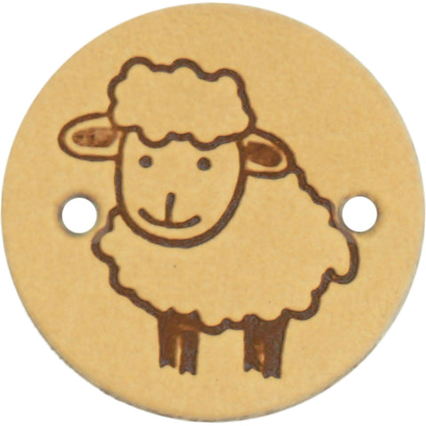 Durable | Leren label rond | 2 cm | 2 stuks | Schaapje