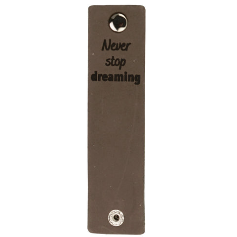Durable | Leren label met drukknoop | 12 x 3 cm | 2 stuks | Never stop dreaming