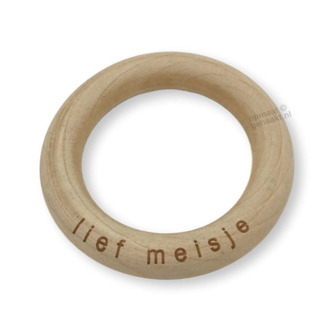 Houten bijtring | Tekst lief jongetje | 2 stuks