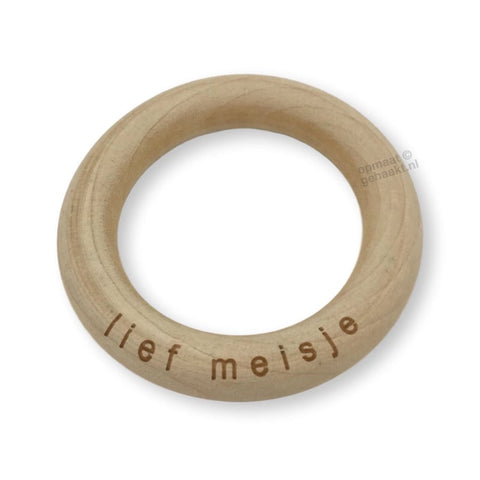 Houten bijtring | Tekst lief meisje | 2 stuks