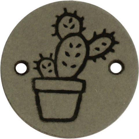 Durable | Leren label rond | 2 cm | 2 stuks | Cactus