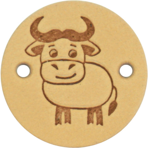 Durable | Leren label rond | 2 cm | 2 stuks | Koetje