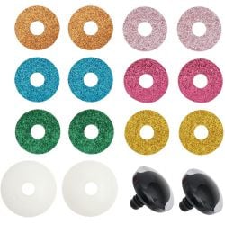 Veiligheidsoogjes | Recht kijkende | glitters 30 mm | 1 paar