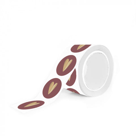 Stickers | Hartje | Wijn rood met gouden hart | 10 stuks