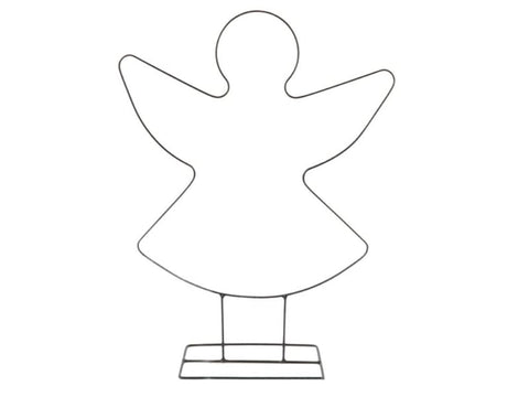 Metalen engel op voet | 27 x 38 cm | Zwart
