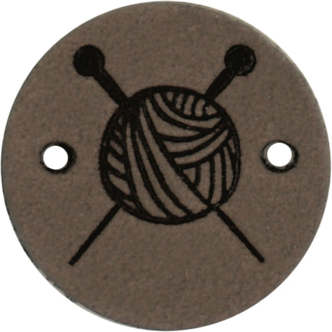 Durable | Leren label rond | 2 cm | 2 stuks | Breien