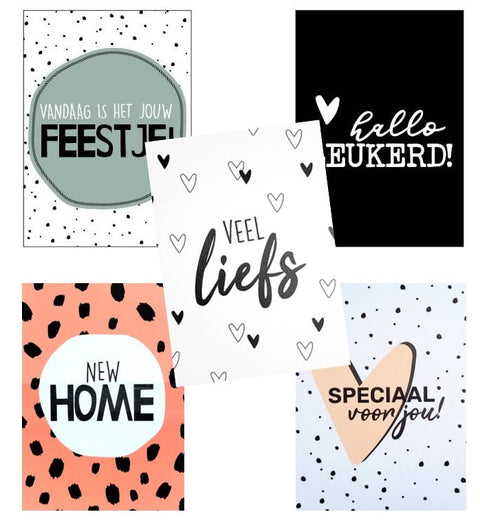 Voordeelset | 5 wenskaarten | veel liefs