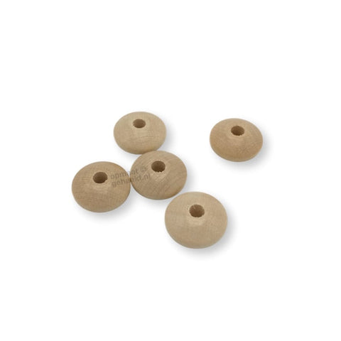 Gekleurde houten schijfkraal | 14 mm | 10 stuks | Blank hout